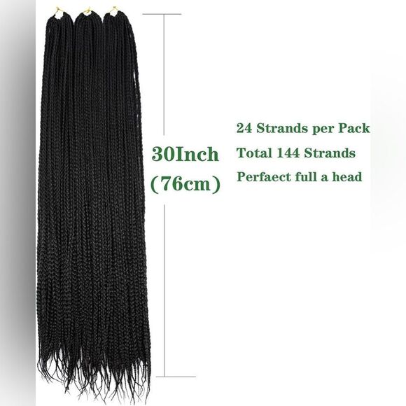 Pack of 6x Micro Box Braids Crochet Hair, 30 inch, Extra Long Pre-looped Crochet - Picture 4 of 6